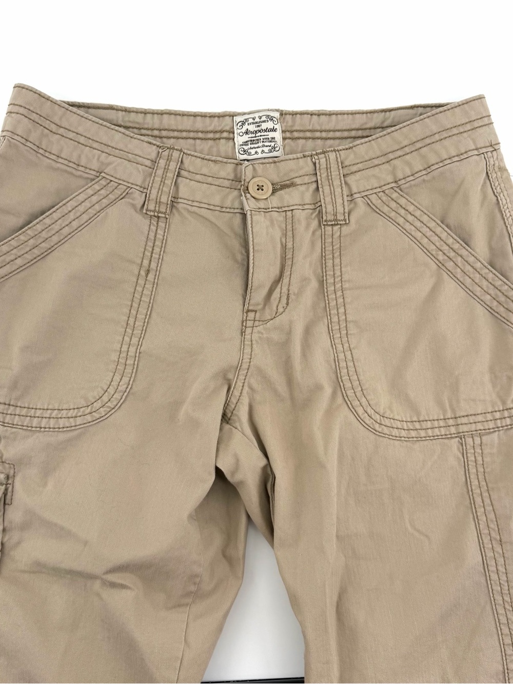 Aeropostale Y2K Convertible Cargo Hiking Pants Khaki 7/8R Gorpcore Utility - Picture 10 of 15